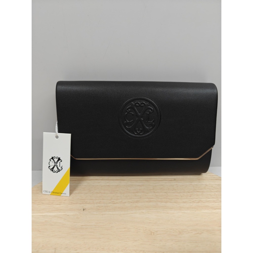 CXL by Christian Lacroix Clutch‎ Black Madison Snap Flap New CXLH24990-BLAK